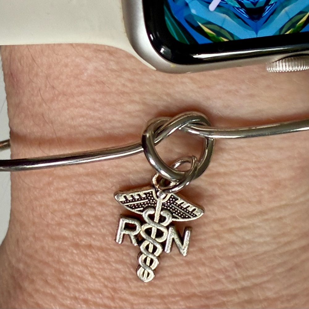 ⚕️RN Charm Open Bangle Silver Tone - Picture 5 of 10